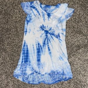 Justice blue tie dye shirt.